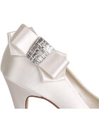Callisto Ivory Satin/ Silver Schuh Clips
