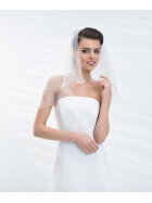Brautschleier ,Zweistufiger Braut Schleier mit Starsssteinen und Perlen Creme/ Ivory
