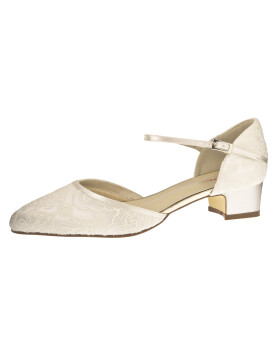 Brautschuhe Angela Ivory Satin / Vintage Lace