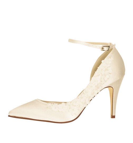 Brautschuhe Fern Ivory Satin/ Flowers 37,5 SALE