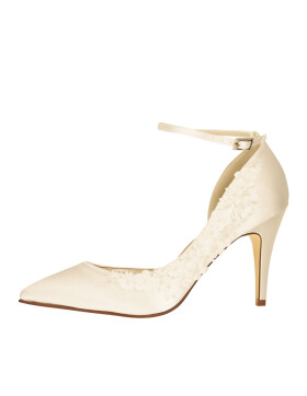 Brautschuhe Fern Ivory Satin/ Flowers 37,5 SALE