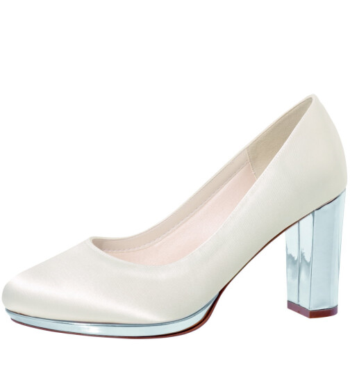 Brautschuhe Clair Ivory Satin/ Silver Mirror