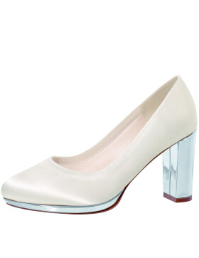 Brautschuhe Clair Ivory Satin/ Silver Mirror