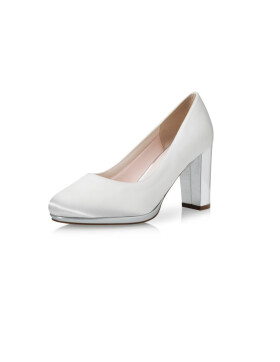 Brautschuhe Clair Ivory Satin/ Silver Mirror