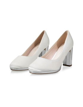 Brautschuhe Clair Ivory Satin/ Silver Mirror