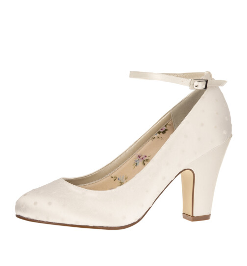 Brautschuhe Polly Ivory Satin/ Polka Dot SALE