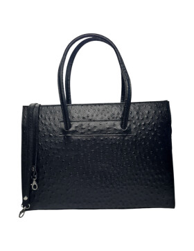 Leder Damen Tasche, Aktentasche, Business Tasche, Schultertasche italienische Handarbeit Straussleder Schwarz