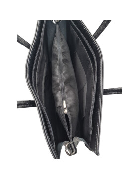 Leder Damen Tasche, Aktentasche, Business Tasche, Schultertasche italienische Handarbeit Straussleder Schwarz