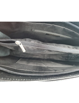 Leder Damen Tasche, Aktentasche, Business Tasche, Schultertasche italienische Handarbeit Straussleder Schwarz