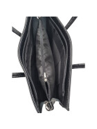 Leder Damen Tasche, Aktentasche, Business Tasche, Schultertasche italienische Handarbeit Straussleder Schwarz