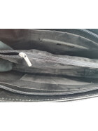 Leder Damen Tasche, Aktentasche, Business Tasche, Schultertasche italienische Handarbeit Straussleder Schwarz