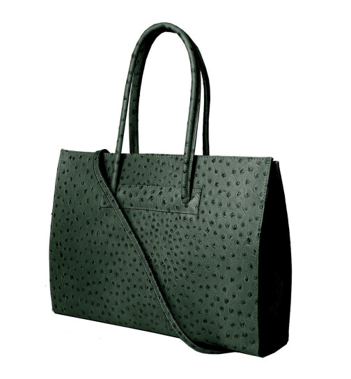 Leder Damen Tasche, Aktentasche, Business Tasche, Schultertasche italienische Handarbeit Straussleder- Grün