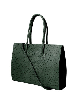 Leder Damen Tasche, Aktentasche, Business Tasche, Schultertasche italienische Handarbeit Straussleder- Grün