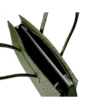 Leder Damen Tasche, Aktentasche, Business Tasche, Schultertasche italienische Handarbeit Straussleder- Grün