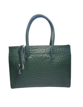 Leder Damen Tasche, Aktentasche, Business Tasche, Schultertasche italienische Handarbeit Straussleder- Grün