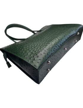Leder Damen Tasche, Aktentasche, Business Tasche, Schultertasche italienische Handarbeit Straussleder- Grün