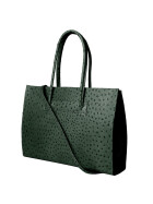 Leder Damen Tasche, Aktentasche, Business Tasche, Schultertasche italienische Handarbeit Straussleder- Grün