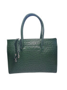 Leder Damen Tasche, Aktentasche, Business Tasche, Schultertasche italienische Handarbeit Straussleder- Grün