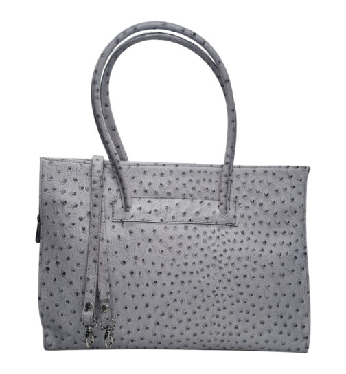 Leder Damen Tasche, Aktentasche, Business Tasche, Schultertasche italienische Handarbeit Krokoleder - grau