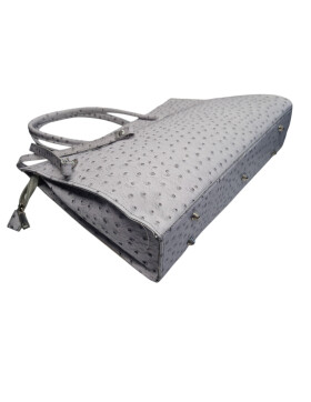 Leder Damen Tasche, Aktentasche, Business Tasche, Schultertasche italienische Handarbeit Krokoleder - grau