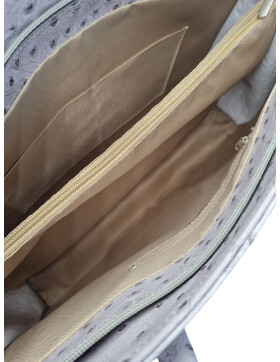 Leder Damen Tasche, Aktentasche, Business Tasche, Schultertasche italienische Handarbeit Krokoleder - grau