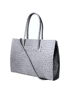 Leder Damen Tasche, Aktentasche, Business Tasche, Schultertasche italienische Handarbeit Krokoleder - grau