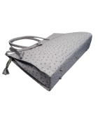 Leder Damen Tasche, Aktentasche, Business Tasche, Schultertasche italienische Handarbeit Krokoleder - grau