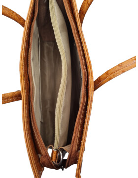 Leder Damen Tasche, Aktentasche, Business Tasche, Schultertasche italienische Handarbeit Krokoleder - cognac