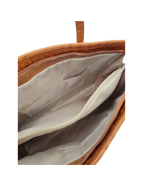 Leder Damen Tasche, Aktentasche, Business Tasche, Schultertasche italienische Handarbeit Krokoleder - cognac