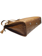 Leder Damen Tasche, Aktentasche, Business Tasche, Schultertasche italienische Handarbeit Krokoleder - cognac