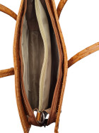 Leder Damen Tasche, Aktentasche, Business Tasche, Schultertasche italienische Handarbeit Krokoleder - cognac