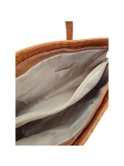 Leder Damen Tasche, Aktentasche, Business Tasche, Schultertasche italienische Handarbeit Krokoleder - cognac