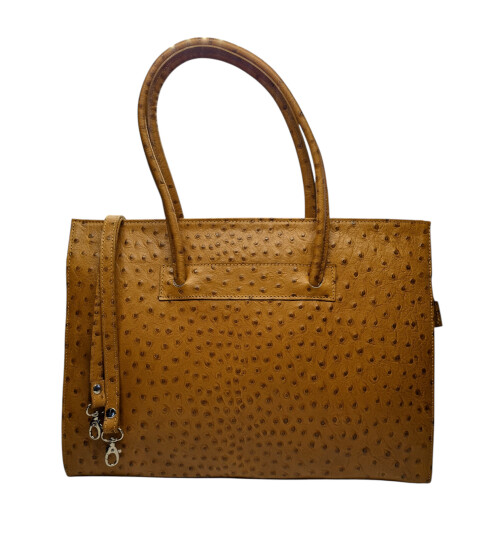 Leder Damen Tasche, Aktentasche, Business Tasche, Schultertasche italienische Handarbeit  - Cognac Straussleder