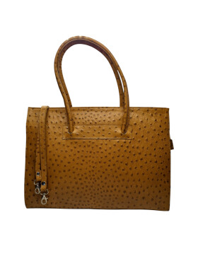 Leder Damen Tasche, Aktentasche, Business Tasche, Schultertasche italienische Handarbeit  - Cognac Straussleder