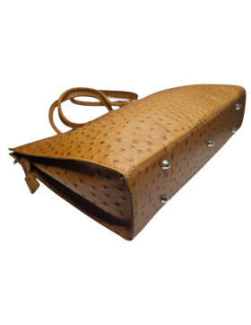 Leder Damen Tasche, Aktentasche, Business Tasche, Schultertasche italienische Handarbeit  - Cognac Straussleder