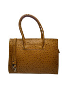 Leder Damen Tasche, Aktentasche, Business Tasche, Schultertasche italienische Handarbeit  - Cognac Straussleder