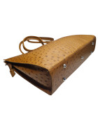 Leder Damen Tasche, Aktentasche, Business Tasche, Schultertasche italienische Handarbeit  - Cognac Straussleder
