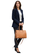 Leder Damen Tasche, Aktentasche, Business Tasche, Schultertasche italienische Handarbeit  - Cognac Straussleder