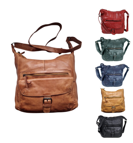 Bear Design "Anna" Damen Ledertasche mittelgroß, Cross-Body Umhängetasche, Beutel Tasche Mittelgroß, Schultertasche echtes Leder Vintage
