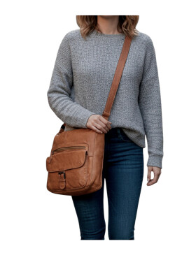 " Anna "Bear Design Leder Tasche Shopper Schultertasche echtes Leder Vintage Look Cognac