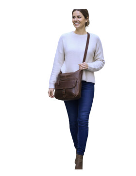 " Anna "Bear Design Leder Tasche Shopper Schultertasche echtes Leder Vintage Look Blau