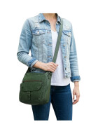 " Anna "Bear Design Leder Tasche Shopper Schultertasche echtes Leder Vintage Look Grün