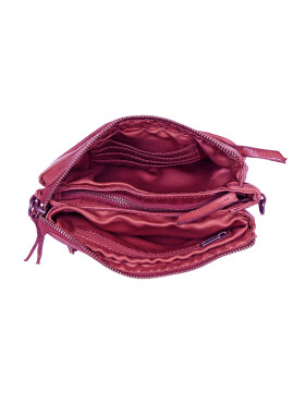 Bear-Design Leder Damen Tasche mit RFID Schutz, Umh&auml;ngetasche, Cross Body,Leder Clutch geflochten, Ledertasche Used Look Rot
