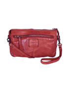 Bear-Design Leder Damen Tasche mit RFID Schutz, Umh&auml;ngetasche, Cross Body,Leder Clutch geflochten, Ledertasche Used Look Rot