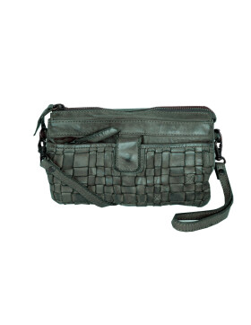 Bear-Design Leder Damen Tasche mit RFID Schutz, Umh&auml;ngetasche, Cross Body,Leder Clutch geflochten, Ledertasche Used Look Gr&uuml;n