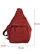 Brusttasche Sling Rucksack Schultertasche, LEDER Crossbody UNISEX Umh&auml;ngetasche Sporttasche Kompatibel Reise Daypack Used Look CL 36137 Rot