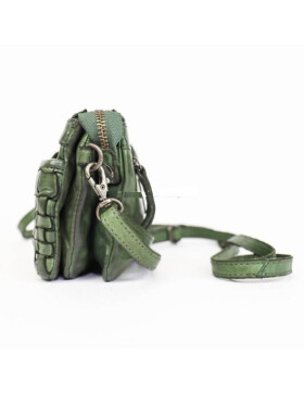 Leder Damen Tasche mit RFID Schutz, Umh&auml;ngetasche, Cross Body,Leder Clutch geflochten in Used Look CL 32663 Gr&uuml;n