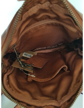 Bear Design Tasche Umh&auml;ngetasche Crossbody &quot; Robin&quot; CL35952 gewaschenes Leder in Used Look Cognac