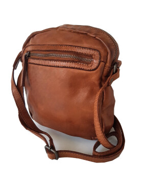 Bear Design Tasche Umh&auml;ngetasche Crossbody &quot; Robin&quot; CL35952 gewaschenes Leder in Used Look Cognac