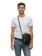 Bear Design Tasche Umh&auml;ngetasche Crossbody " Robin" CL35952 gewaschenes Leder in Used Look Schwarz